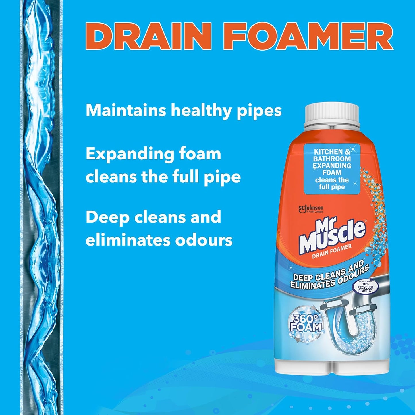 Drain Foamer, Drain Cleaning Foam to Unblock & Eliminate Odour, 500 Ml (Pack of 1)