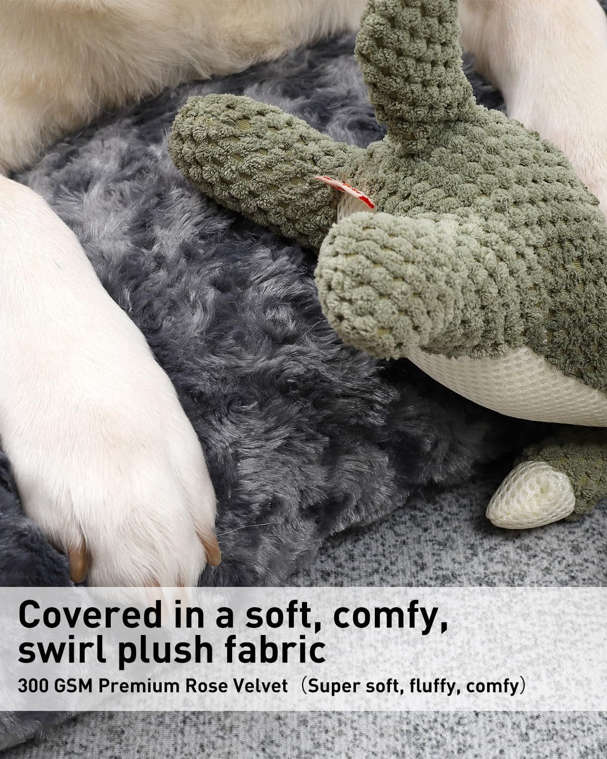 Large Dog Bed Washable, Calming Dog Bed, Dog Crate Mattress with Non Skid Bottom, Fluffy anti Anxiety Dog Beds, Pet Beds Pillow Cushion for Dog, Dark Grey, 90X60X8Cm