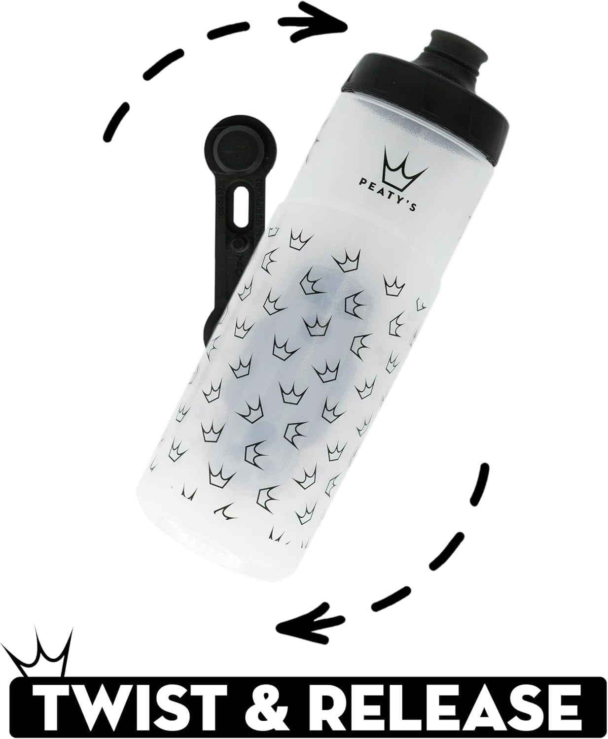 X Fidlock Lockin Magnetic 600Ml Bike Water Bottle & Mount, Bicycle Drink Bottles, Cycle Accessories for Mountain Biking & Cycling, Premium Alternative to Cage, Twist & Release - Crown Smoked