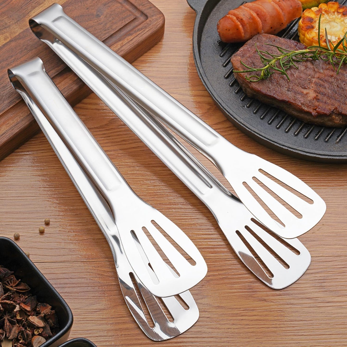 5Pcs Kitchen Tongs, Stainless Steel Food Serving Tongs Buffet Tongs 7'' Cooking Tongs Frying Tongs,Pasta Salad,Bbq,Cake Home Party,Easy to Clean,Easy Grip,Non Stick