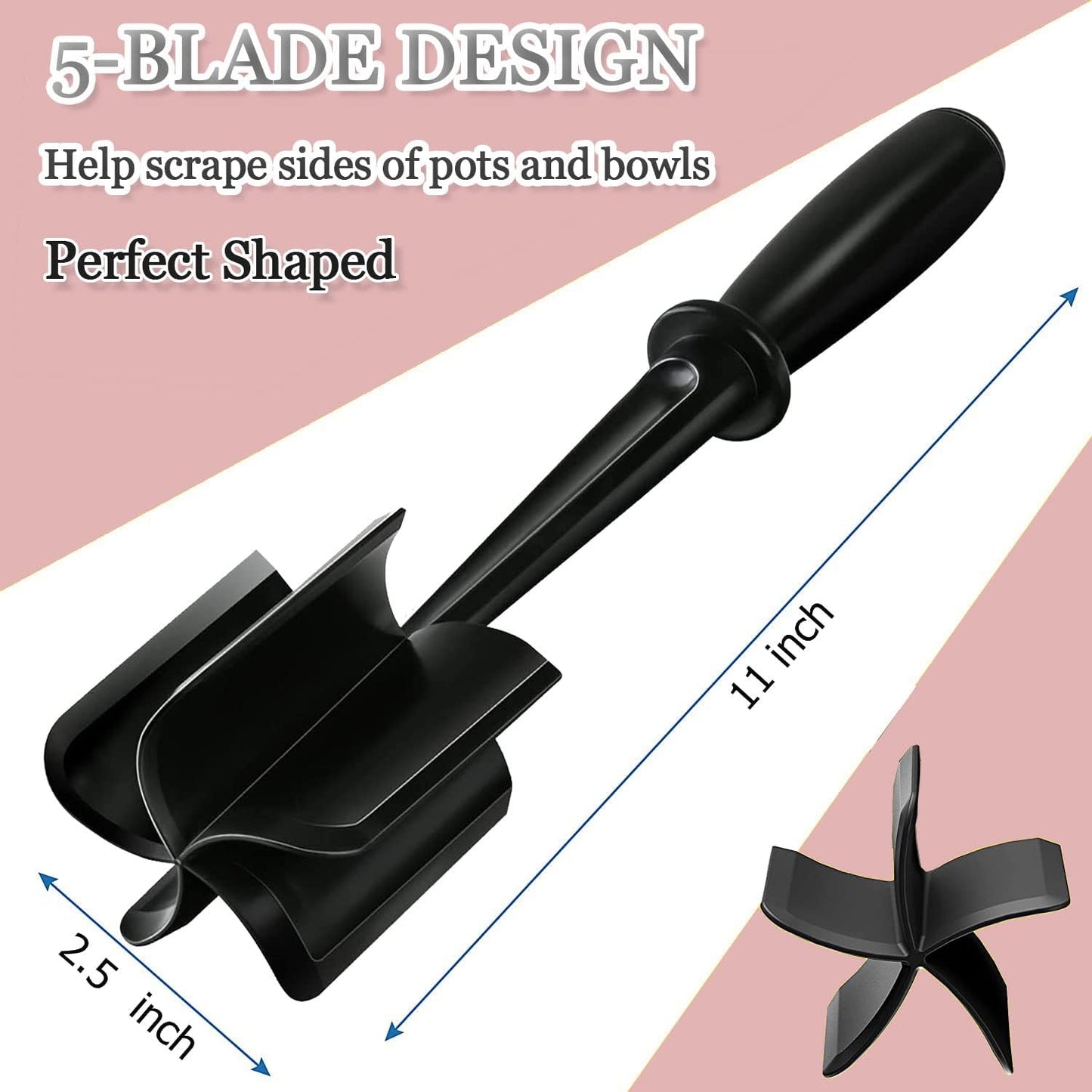 Meat Chopper, Ground Beef Masher with 5-Blade Head, Versatile High-Temp Heat-Resistant Hamburger Mince Masher, Non-Stick Mince Meat Masher for Hamburger Meat, Beef, Nylon Utensil Cookware