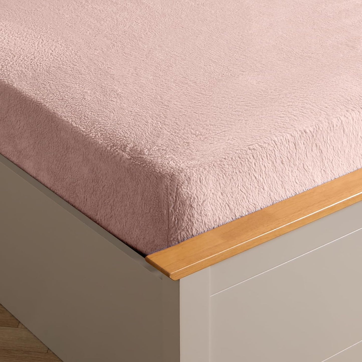 Teddy Fleece Fitted Bed Sheet Thermal Warm Soft Luxury Fluffy Cuddly Cosy Bedding, Blush Pink - Single