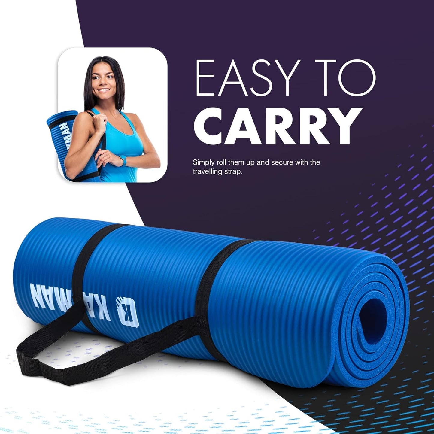 Yoga Mat – Multi-Purpose Extra Thick Foam Exercise Mats – Ideal Floor Mat for Pilates, Stretching, Resistance Workout & Therapy – Home & Gym Equipment Accessory for Men Women Kids –183 X 60Cm