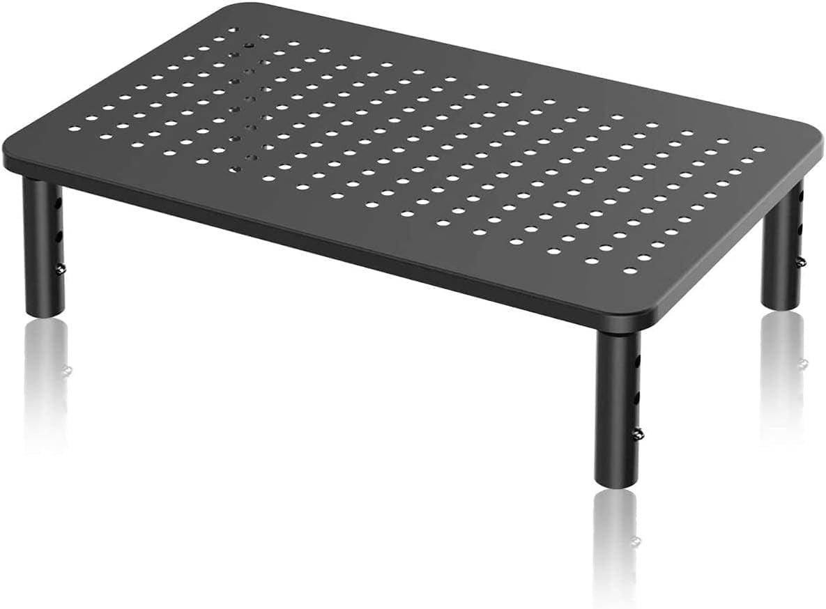 Computer Monitor Stand Riser, Metal for Laptop, Printer, Notebook and All Flat Screen TV Display with Vented Platform, 3 Height Adjustable Riser MST003