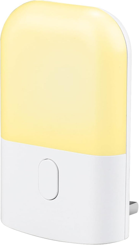 GD103UK-1 Night Light Plug in Wall with Dusk to Dawn Photocell Sensor, 4 Levels Brightness Adjustable, Night Light Kids for Children'S Room, Hallway, Bedrooms, Garage, Warm White