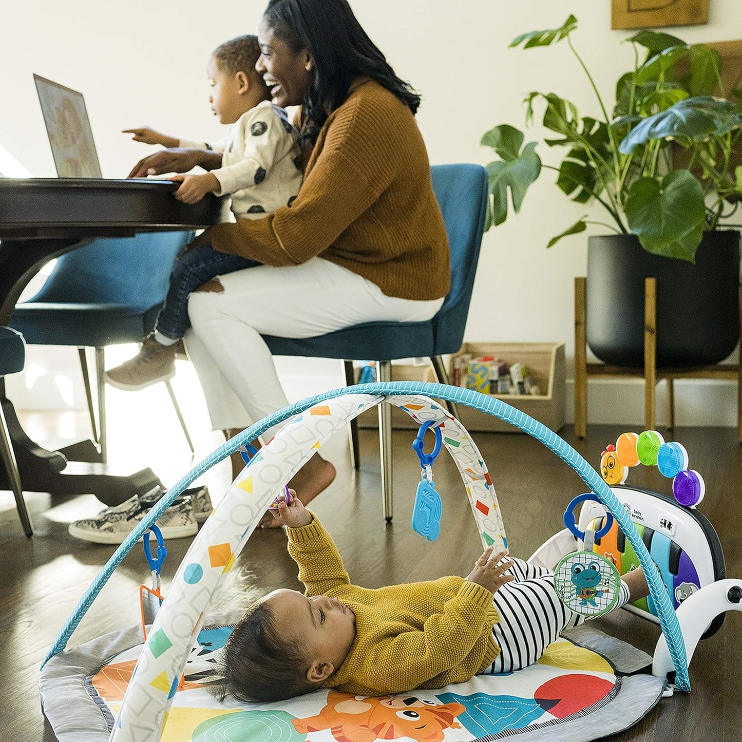 , 4-In-1 Kickin' Tunes and Language Discovery Play Gym with Piano, Mat with Detachable Activity Toys, Lights, Sounds and Music, Ages Newborn +