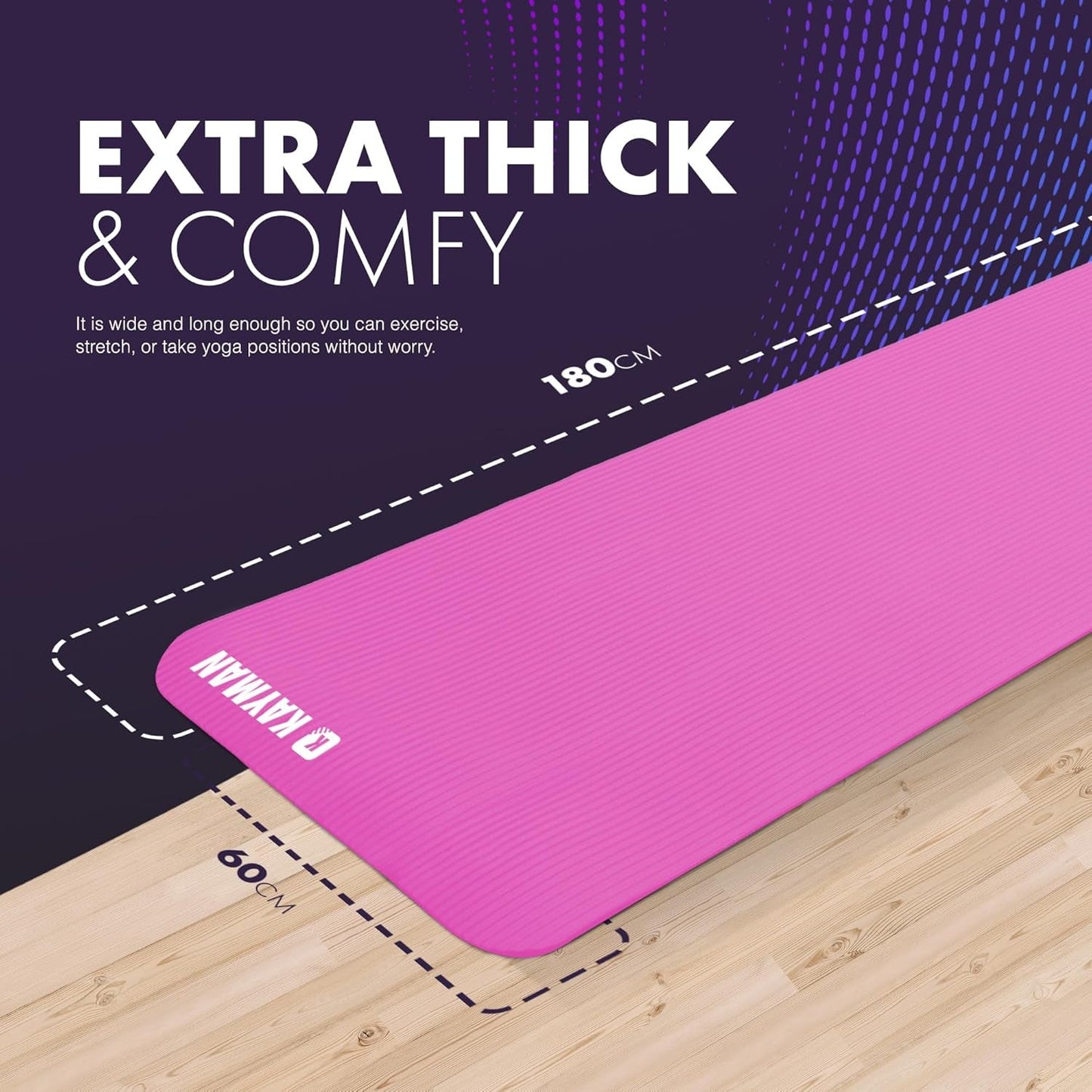 Yoga Mat – Multi-Purpose Extra Thick Foam Exercise Mats – Ideal Floor Mat for Pilates, Stretching, Resistance Workout & Therapy – Home & Gym Equipment Accessory for Men Women Kids –183 X 60Cm
