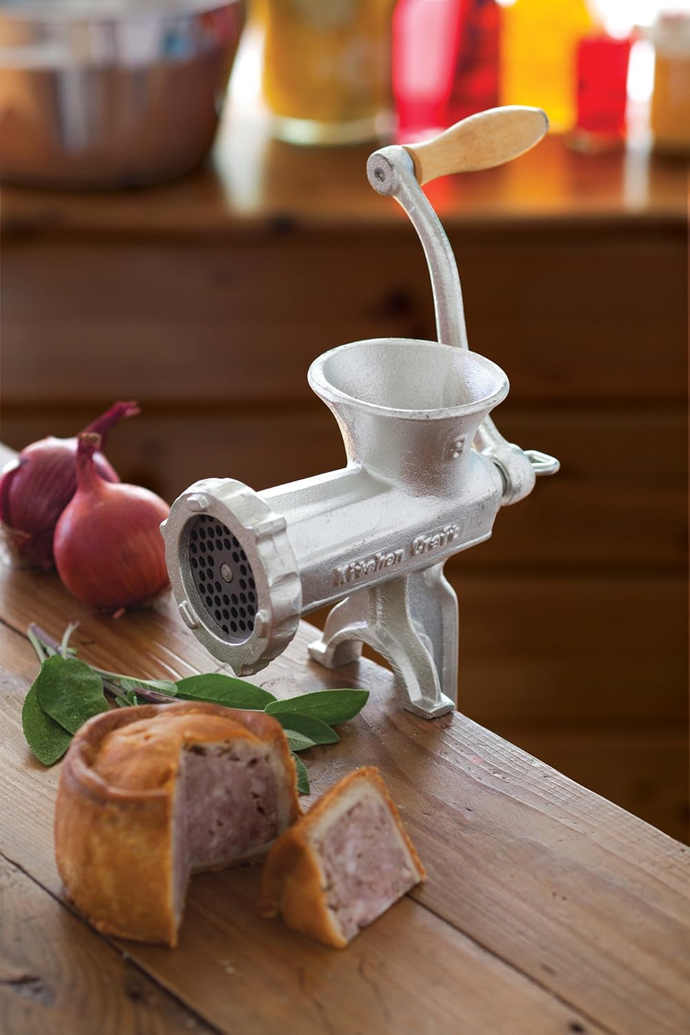 Meat Mincer in Gift Box, Home Made No. 8, Manual Mincer, Cast Iron, 28 X 24 X 9Cm