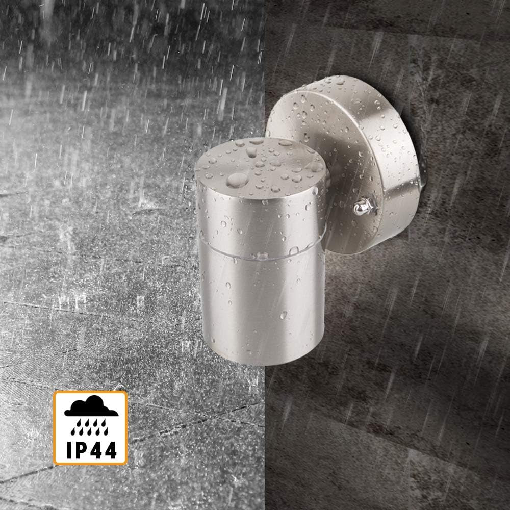 Modern Double up down Stainless Steel Wall Spot Light, Use GU10 (Not Included), IP44 Waterproof, Pack of 2