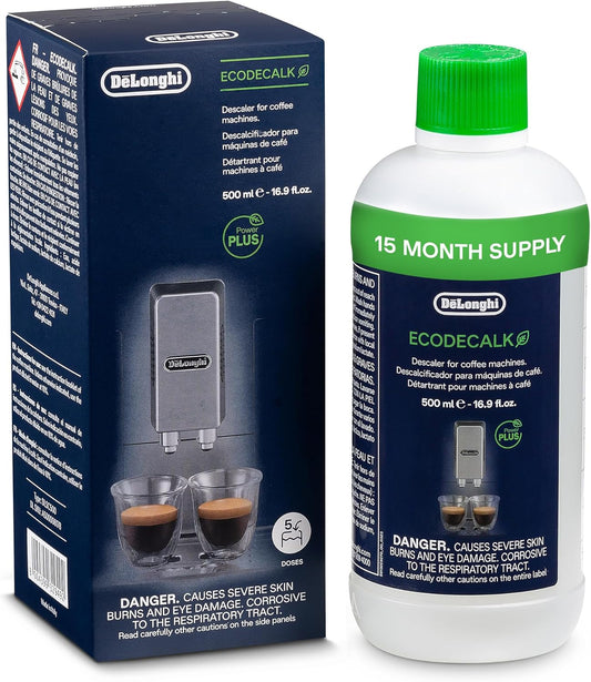 Ecodecalk Descaler DLSC500, 5 Decalcification Doses, Coffee Machine Descaler, Coffee Machine Maintenance Accessory, Plant-Based Ingredients, Bottle with 5 Doses, 500Ml