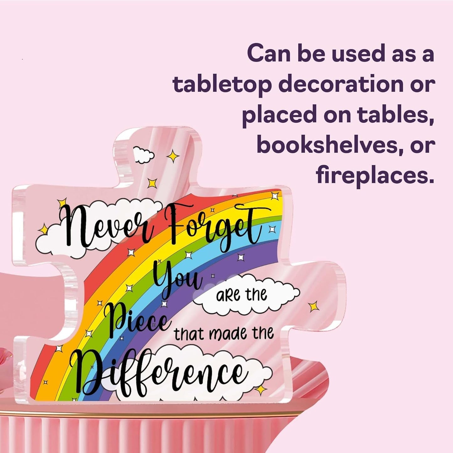 Gift for Special Someone - Made the Difference - Acrylic Jigsaw Puzzle Plaque Anniversary Christmas Cute Keepsake Gift for Girlfriend Boyfriend Wife Husband, 100Mm X 100Mm Present from Partner