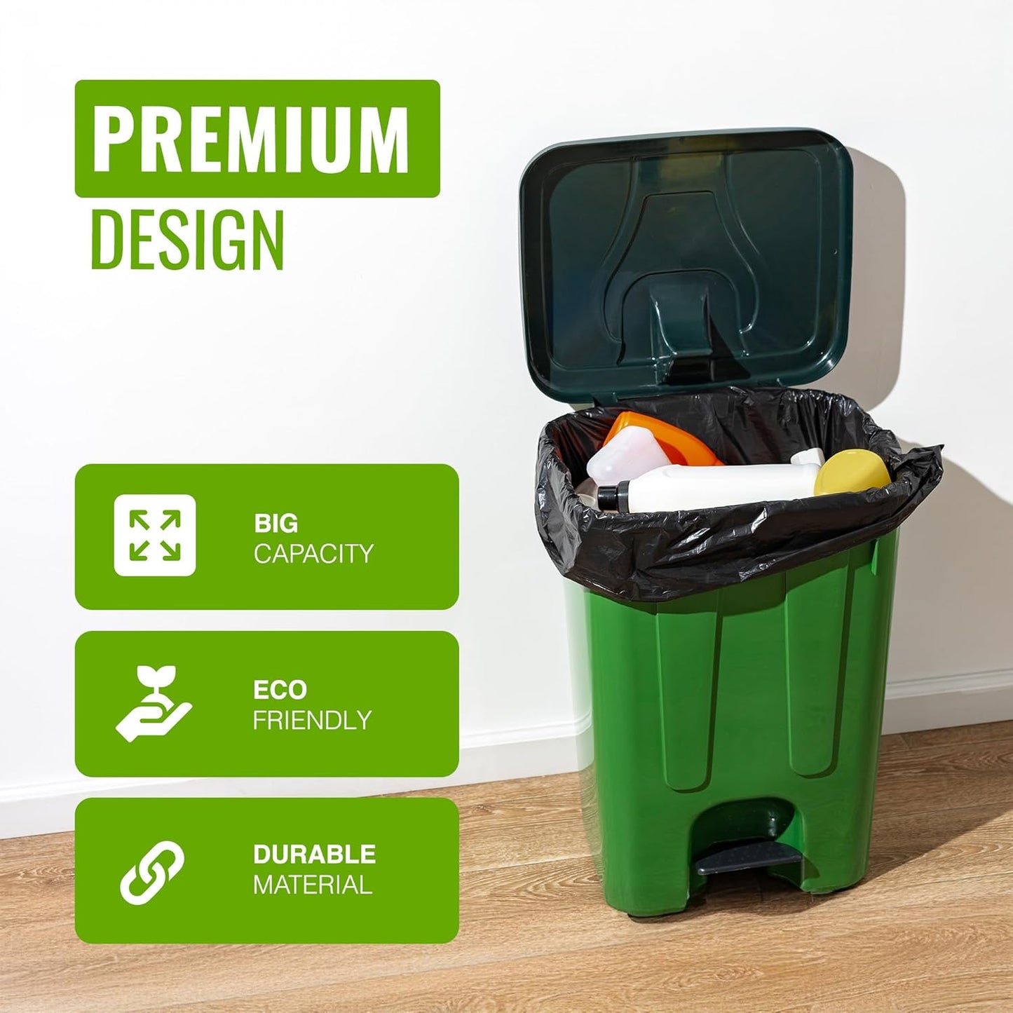 - 50 Pack Heavy Duty Bin Bags - 50L -35 Microns - Recyclable Black Bin Bag with Leak Resistant Seal, Sustainable Refuse Sack, Eco-Friendly Rubbish for Home, Office & Kitchen (600X800 Mm)