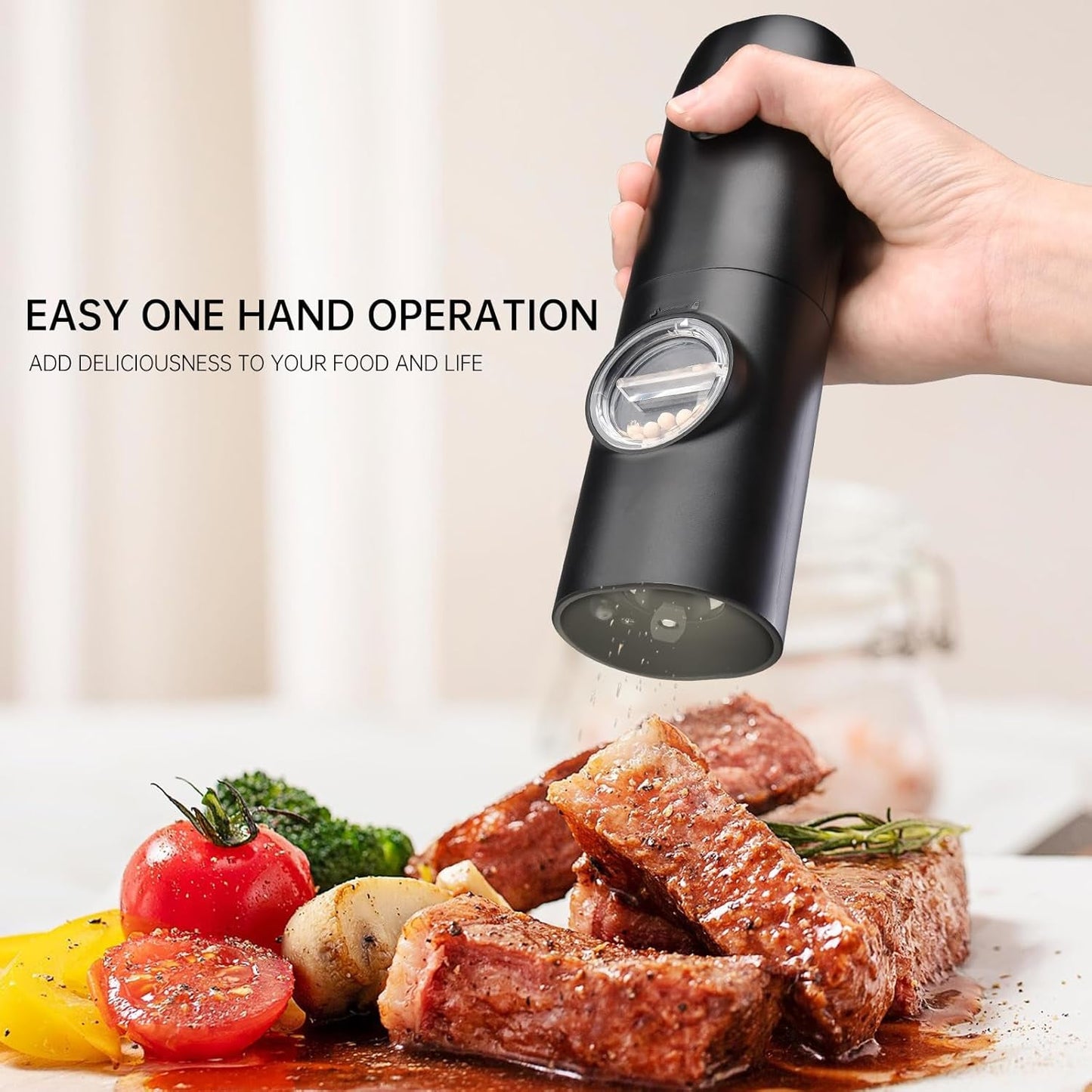 Electric Pepper Grinder Mills, USB Rechargeable Salt and Pepper Set with Charging Base, Ceramic Grind and Adjustable Coarseness, Automatic Grinder for Home, Kitchen