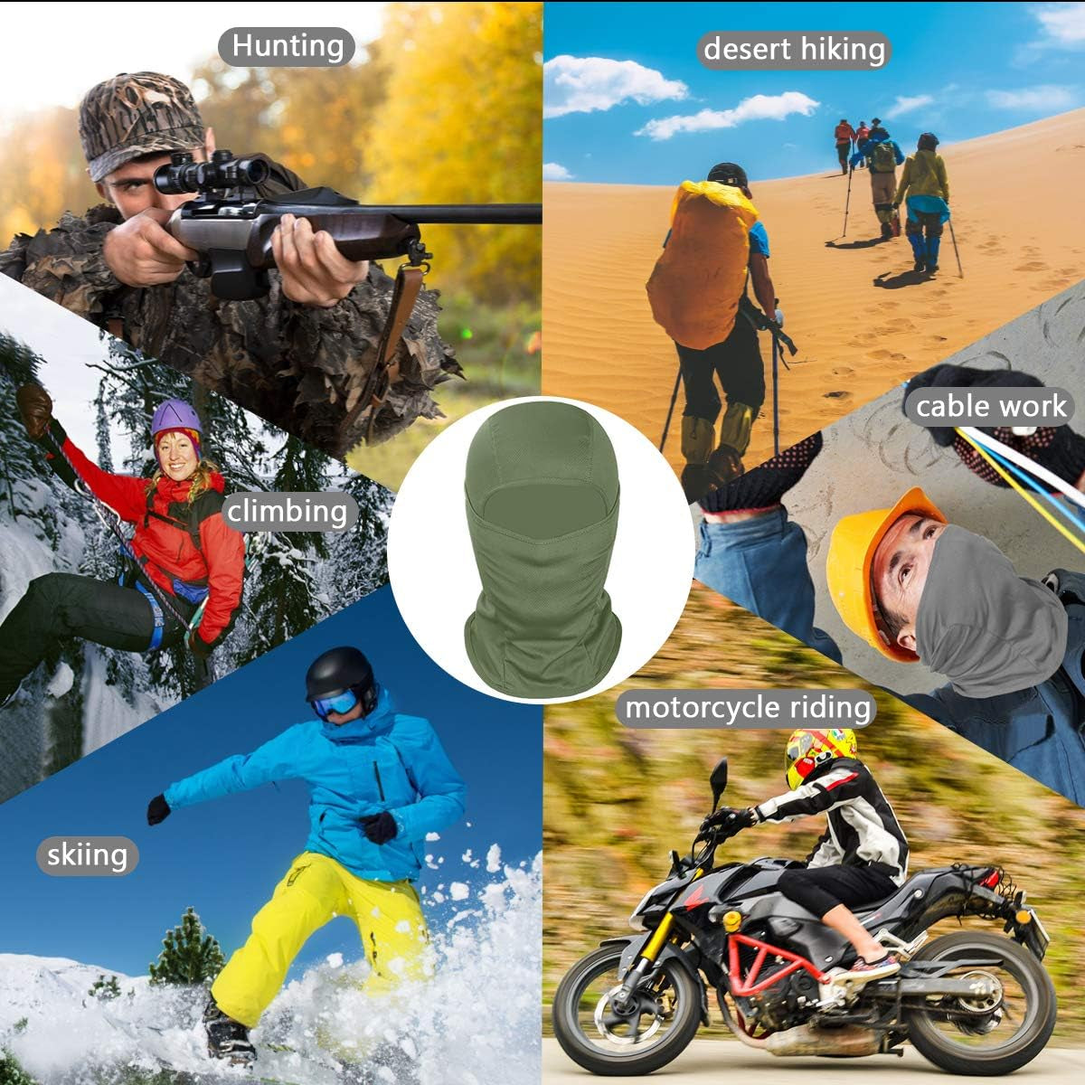 Balaclava Face Mask, Ski Mask UV Protector Lightweight for Motorcycle Cycling Running