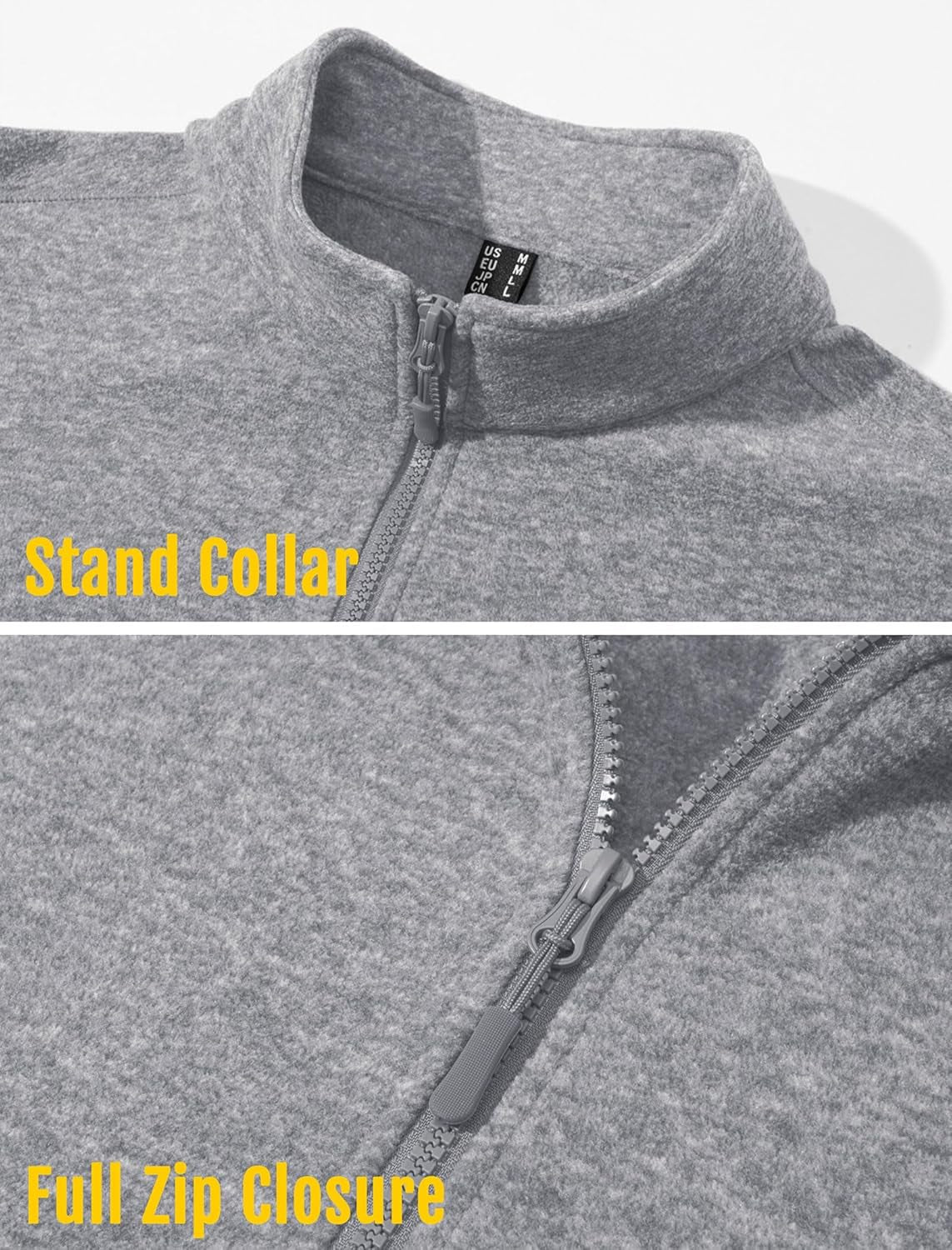 Mens Fleece Jacket Full Zip Lightweight Warm Winter Outdoor Casual Jacket Work Fleece Tops with Zip Pockets