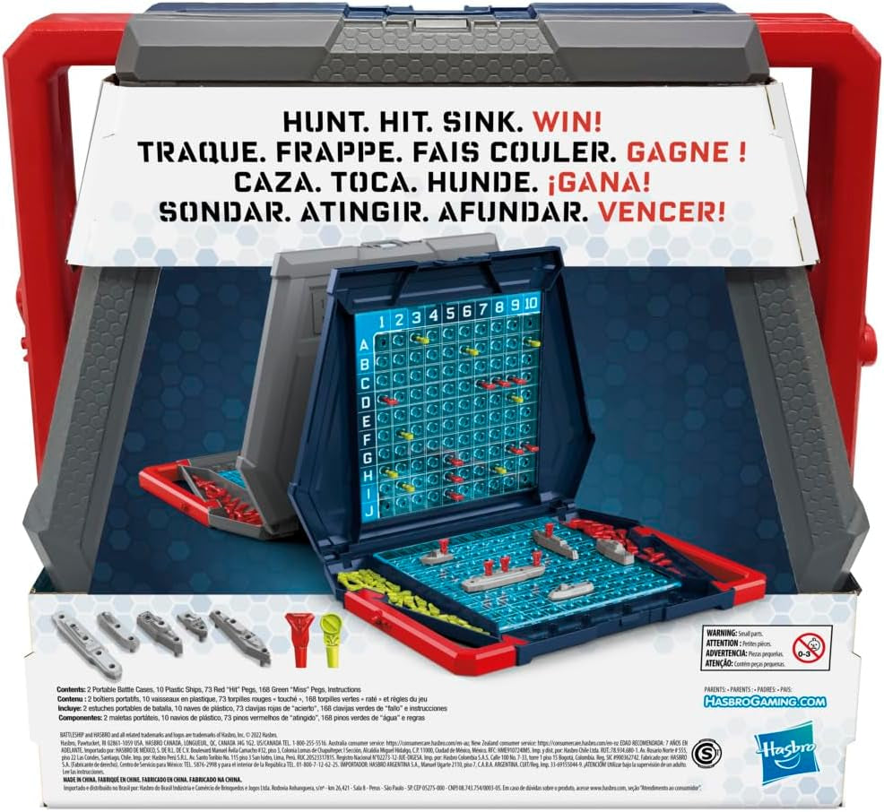 Battleship Classic Board Game, Strategy Game for Kids Ages 7 and Up, Fun Kids Game for 2 Players, Multicolor
