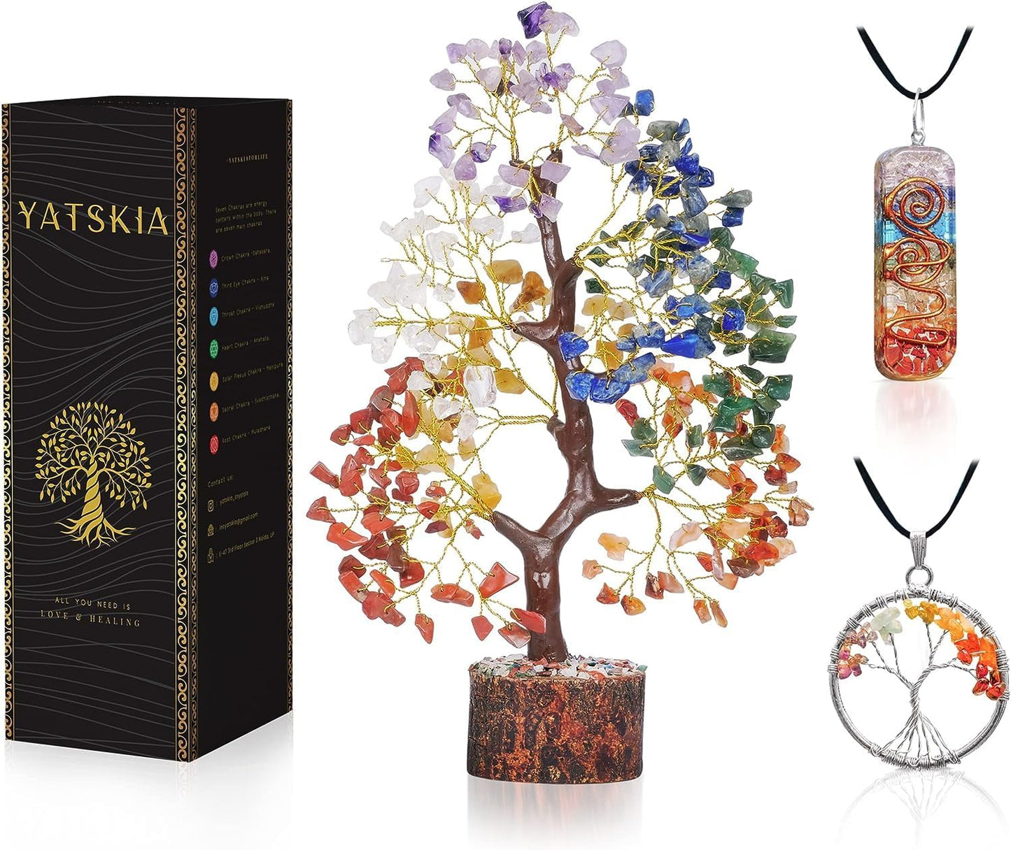 Chakra Tree - Crystal Tree - Healing Crystals - Seven Chakra Tree - Crystals and Gemstones - Home Decor - Feng Shui Decor - Handmade Reiki Office Decorations - Spiritual Gifts