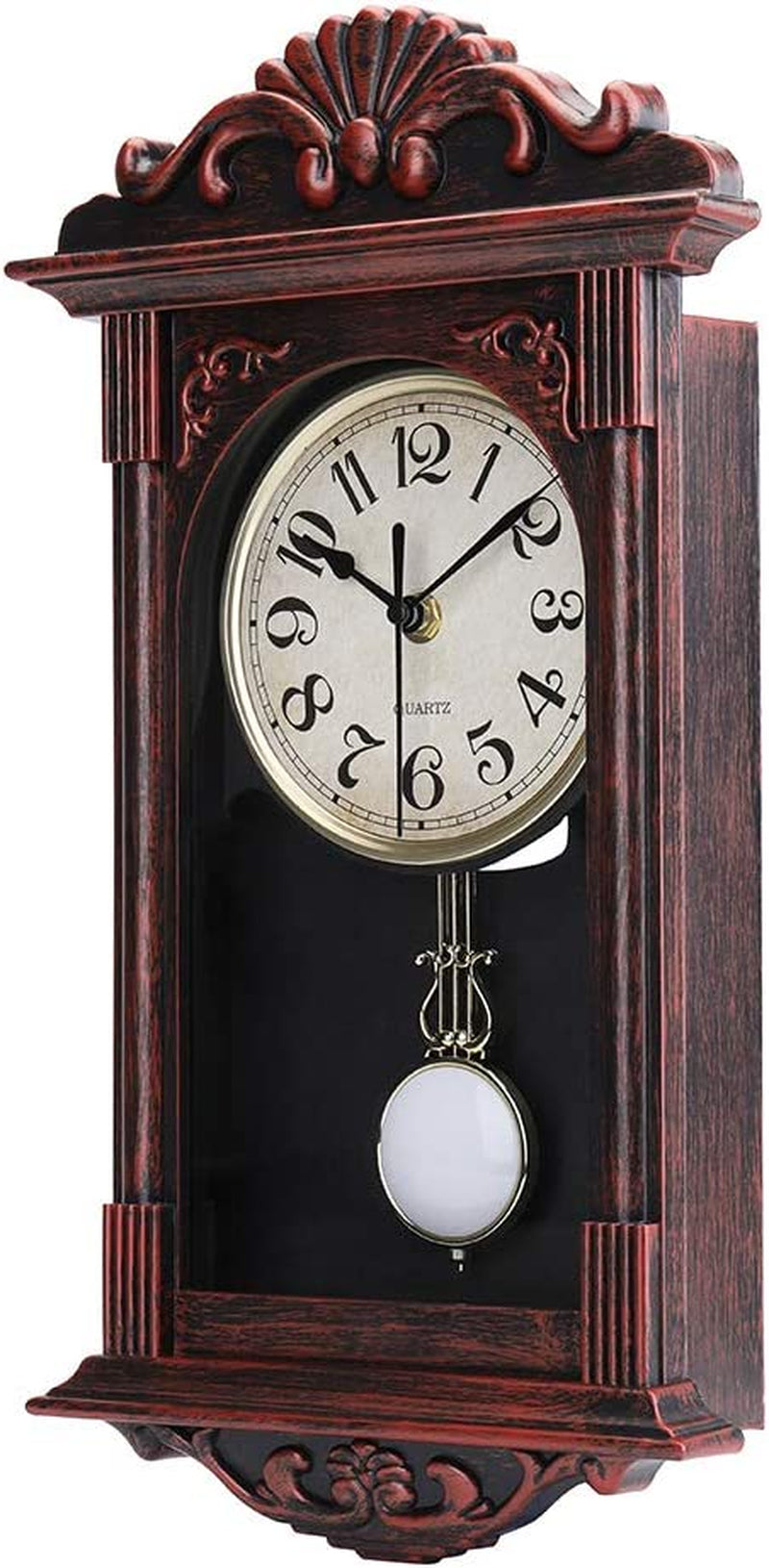 Pendulum Wall Clock Retro Quartz Decorative Wall Clock for Living Room, Office, Home Decor(16 Inch, Bronze)