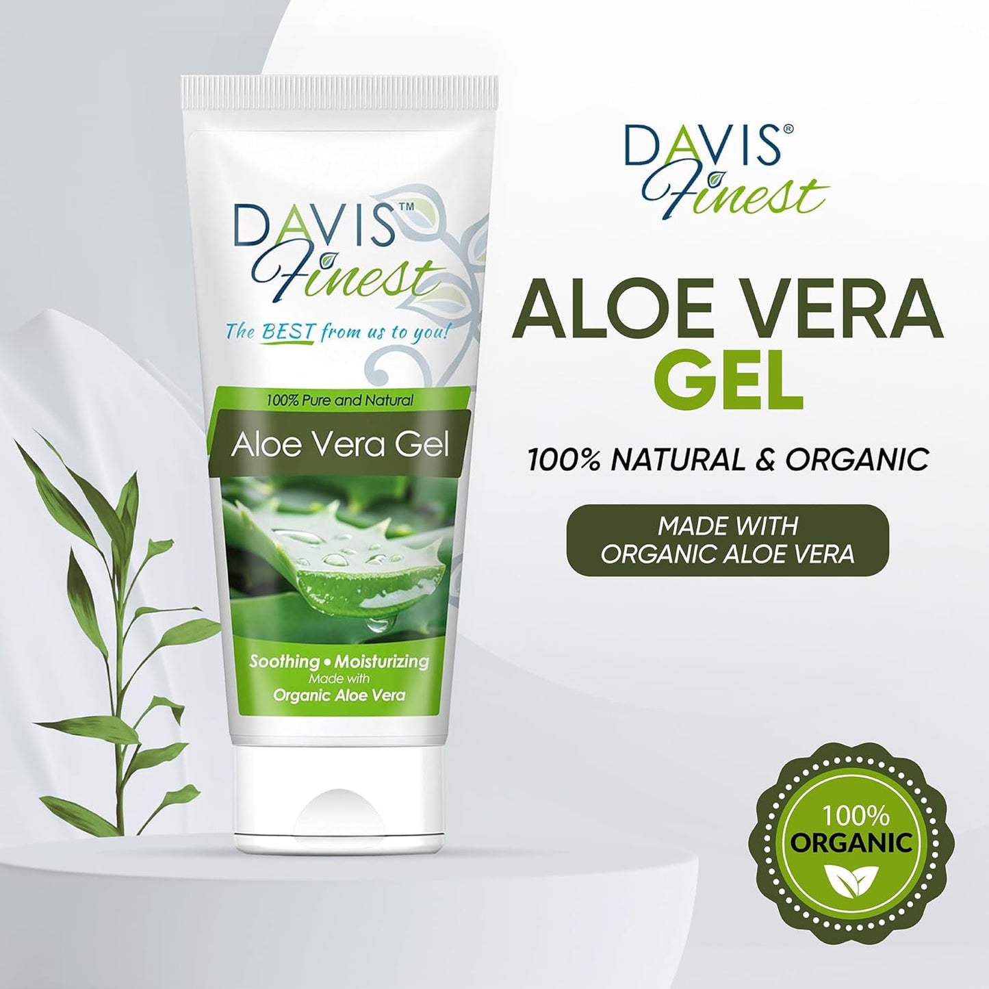 98% Organic Pure Aloe Vera Gel 200Ml, Face, Dry Skin, Hair, Natural, Moisturiser, After-Sun, Calming, Soothing, Vegan