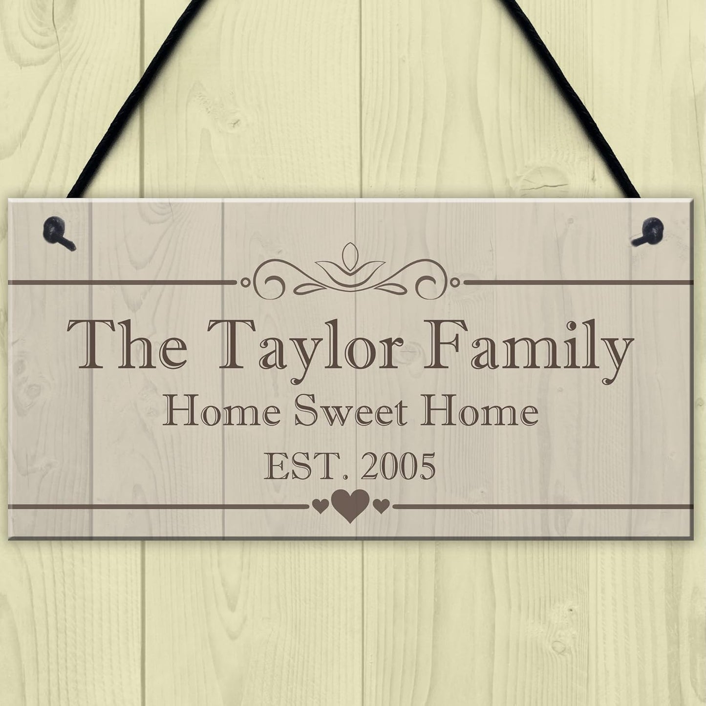 Personalised Family Name Plaque Housewarming New Home Gift Handmade Hanging House Sign
