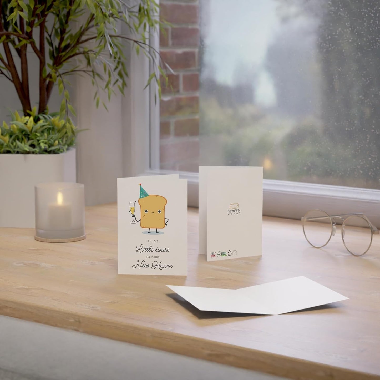 New Home Greeting Card - Toast Illustration - 6 X 8 Inch - Made in UK