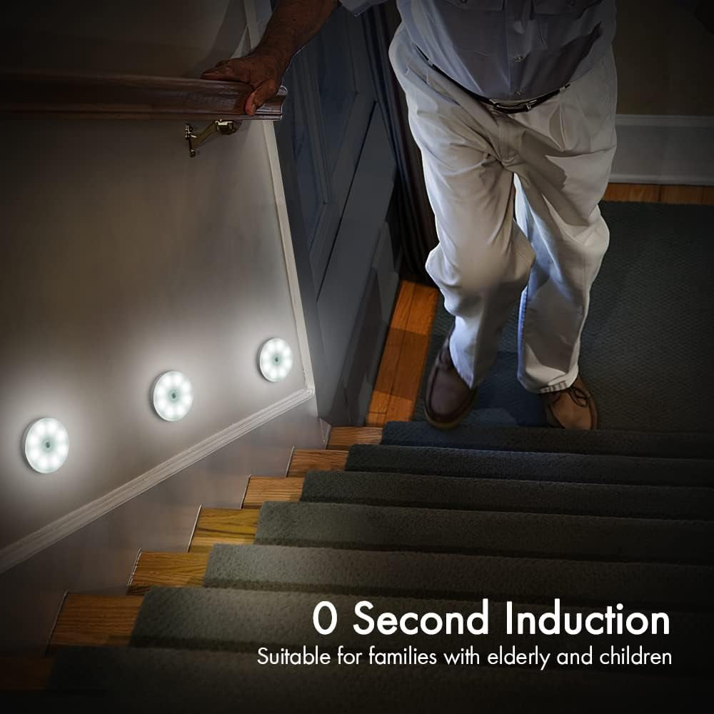 Motion Sensor Lights Indoor Rechargeable Wireless Wall Light LED Stair Night Lights Lamps with Auto/On/Off for Stairs Living Room Bathroom Corridors Closet Kitchen under Cabinets
