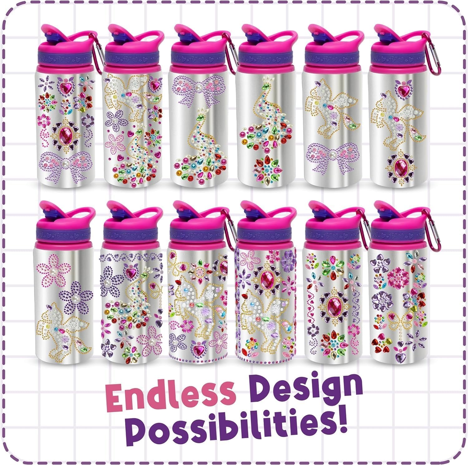 Decorate Your Own Water Bottle Craft Kits for Kids – 6 Year Old Girl Gifts, Valentines Gifts for Kids, Birthday Gifts for Girls, Arts and Crafts for Kids Ages 6-12