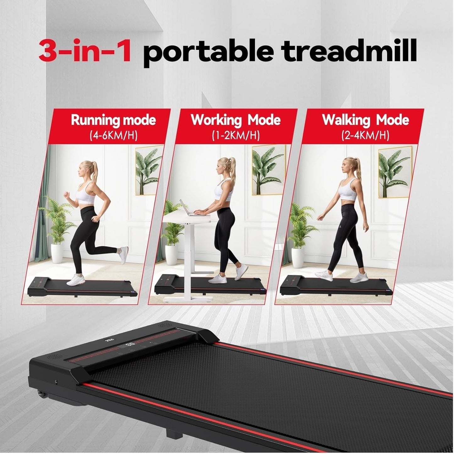 Walking Pad Treadmill-Under Desk Treadmill-2.5Hp Treadmills for Home,320 Lb Capacity,Remote Control & LED Display