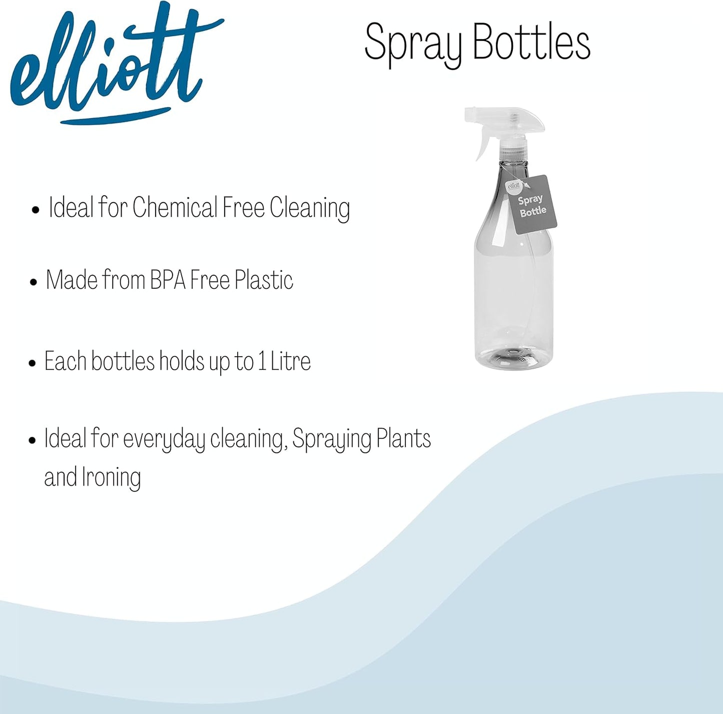 Plastic 1 Litre Spray Bottle with Adjustable Trigger Action for Misting and Full Spray Modes, Ideal for Home Cleaning Including Windows and Creating DIY Cleaning Solutions