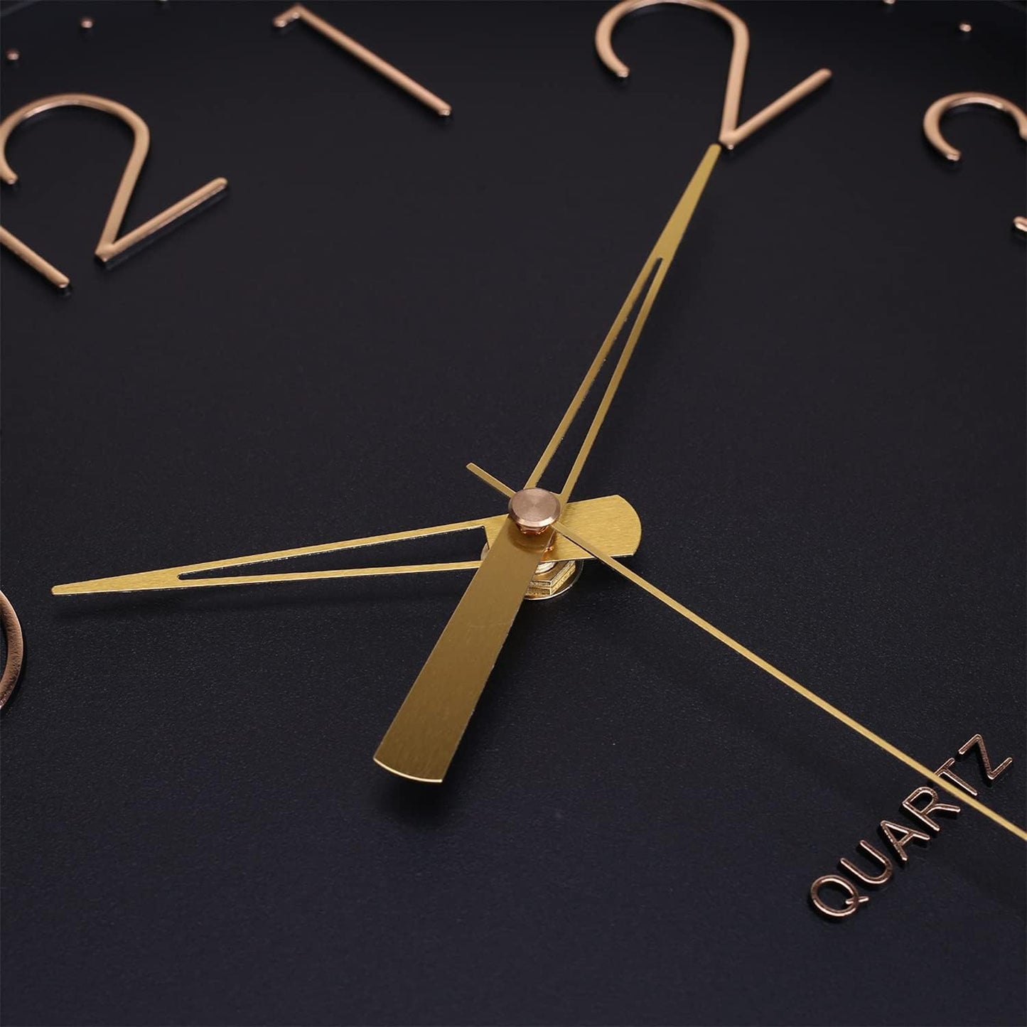 Black Wall Clock 12" Silent Non Ticking Arabic Numeral Clock round Decorative Wall Clock for Living Room, Bedroom, Kitchen (Battery Not Included) Gold Numbers