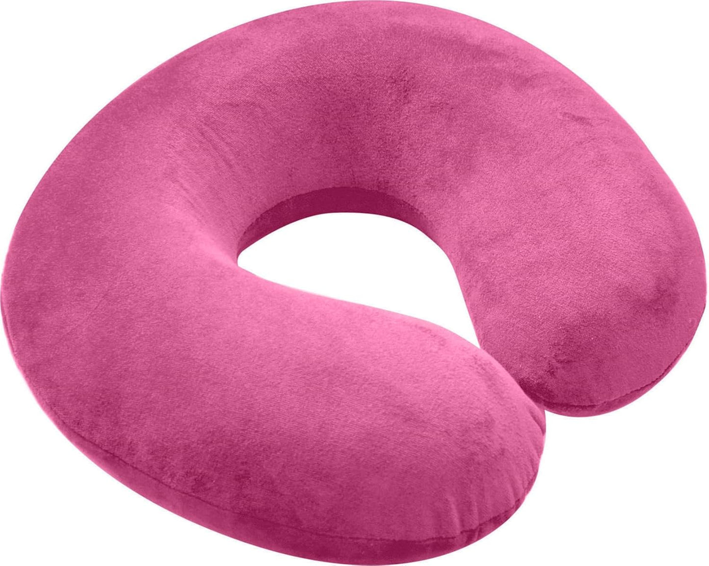 Memory Foam Moulded Pressure Relief Neck Cushion. Comfort & Posture, Ideal for Travel. Supports the Head, Neck and Chin When Sleeping. Use for Plane, Train or Car Journeys. Travel Pillow Pink