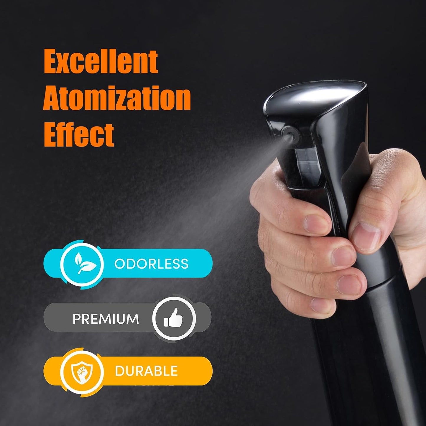 200Ml Small Water Spray Bottles, Continuous Mist Empty Hair Spray Bottles for Cleaning, Curly Hair, Plants GE2001B-200B, Black