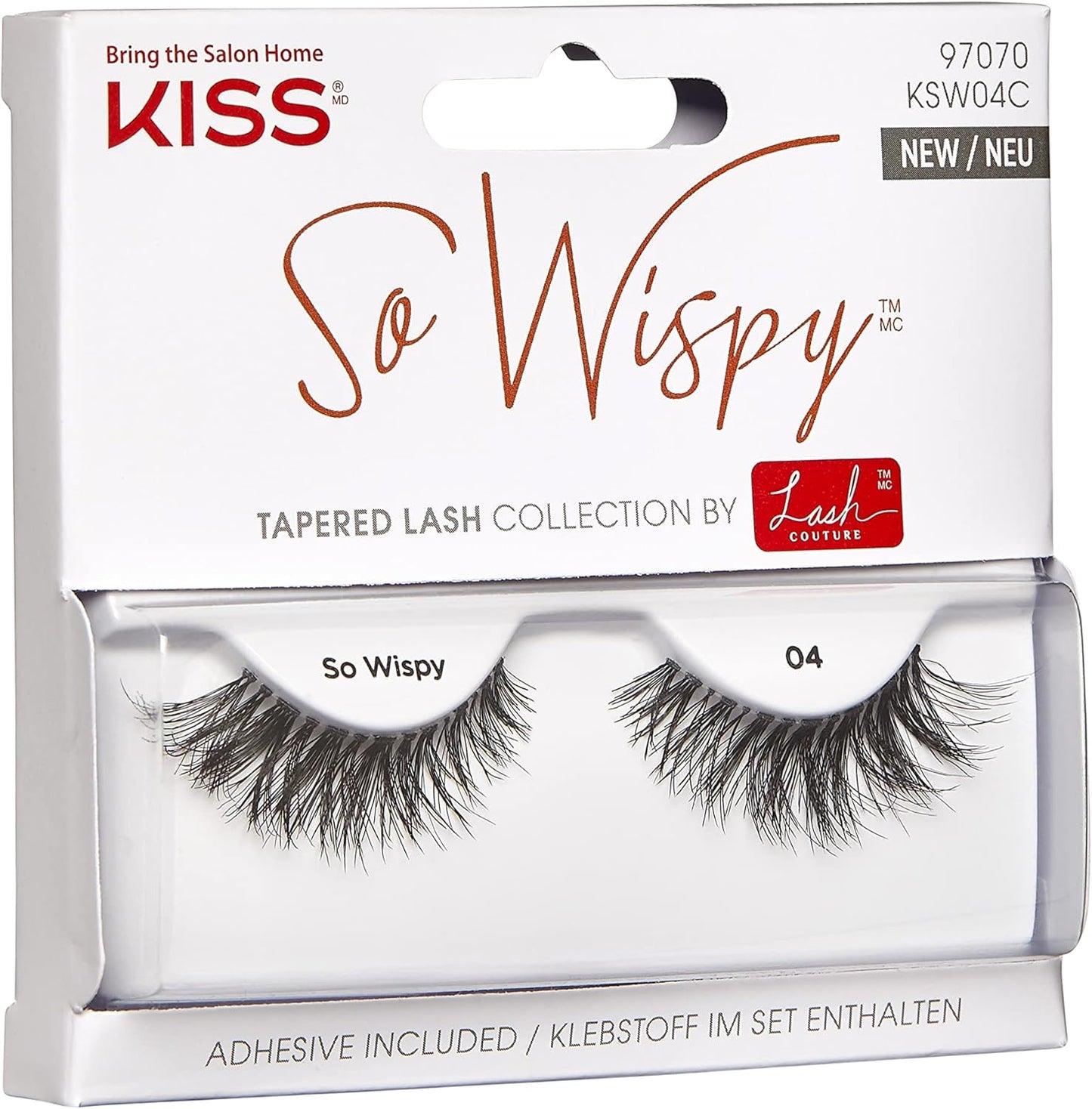 Lash Couture so Wispy Collection 1 Pair of Volumizing Fake Lashes, Style 04, with Tapered Ends and Aloe Infused Lash Glue