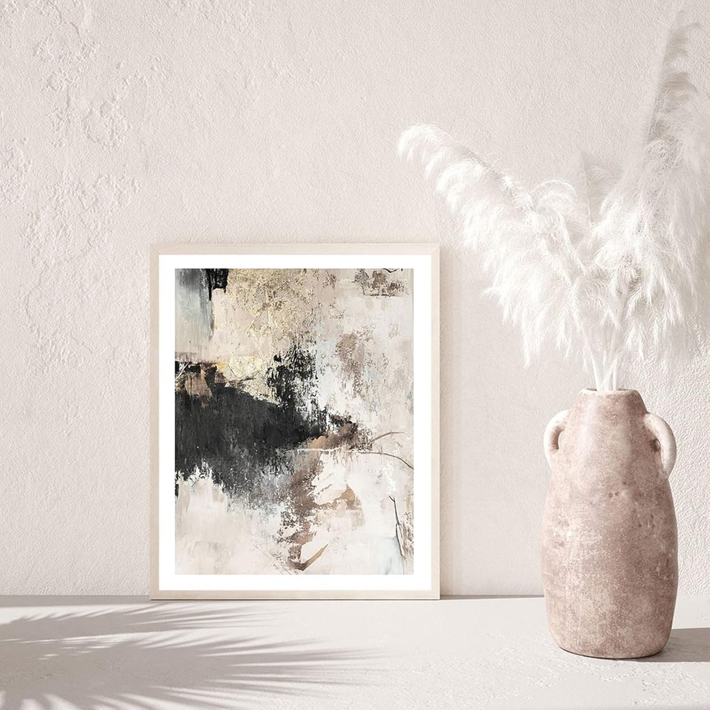 Modern Abstract Beige Canvas Wall Art Black Grey Beige Abstract Painting Black Beige Brown and Gray Decor Poster for Living Room Gold Foil Black and White Modern Canvas Wall Art 16X24Inchx3 No Frame