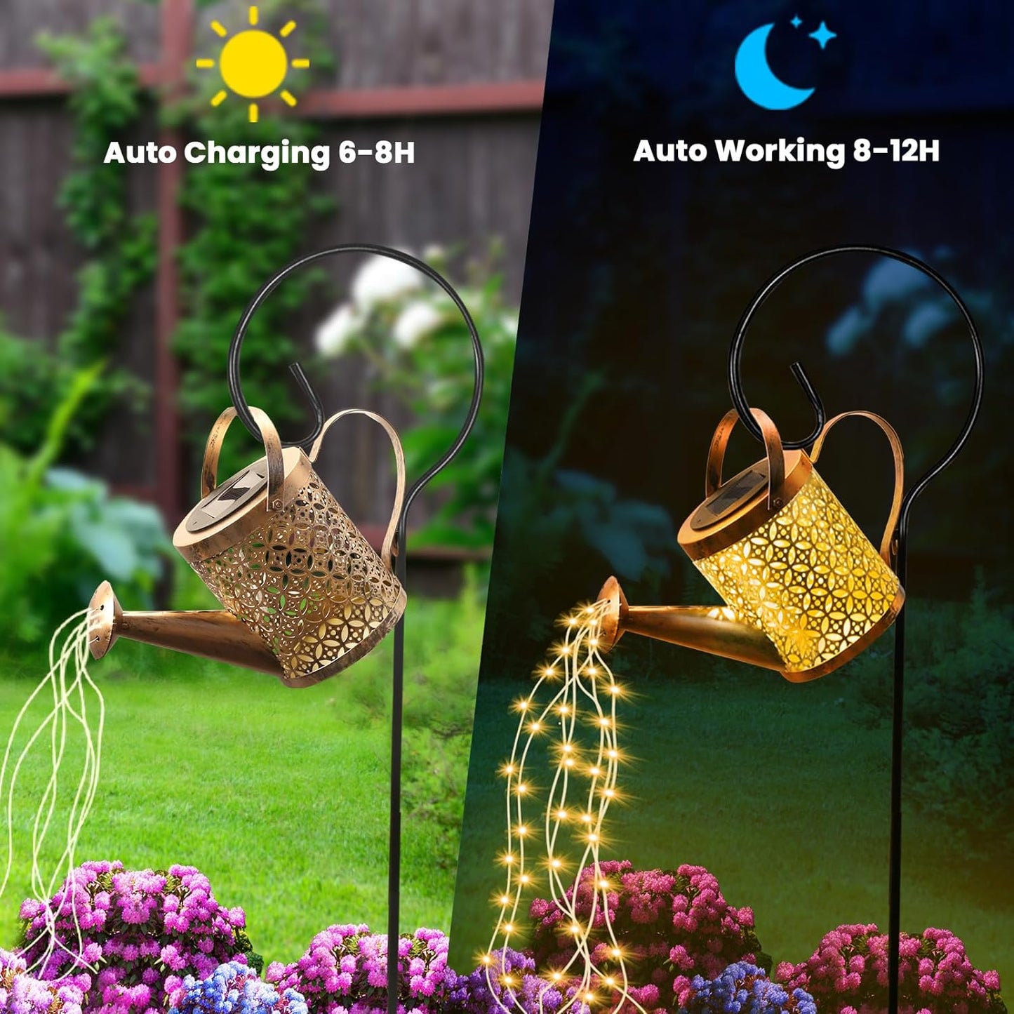 Solar Watering Can Light, LED Solar String Lights Waterproof Dual Mode Water Can Lights for Garden Patio Yard Pathway Lantern Plant Decoration