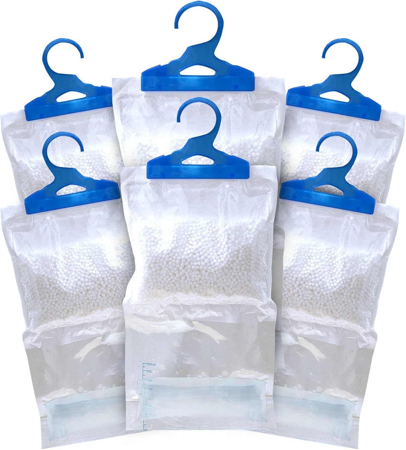 6 Wardrobe Dehumidifier Hanging Bags with Leak Proof Storage Bag & Hanging Hook Ideal to Stop Mould, Mildew & Condensation for Wardrobe | Hanging Dehumidifier Bags | Damp Remover