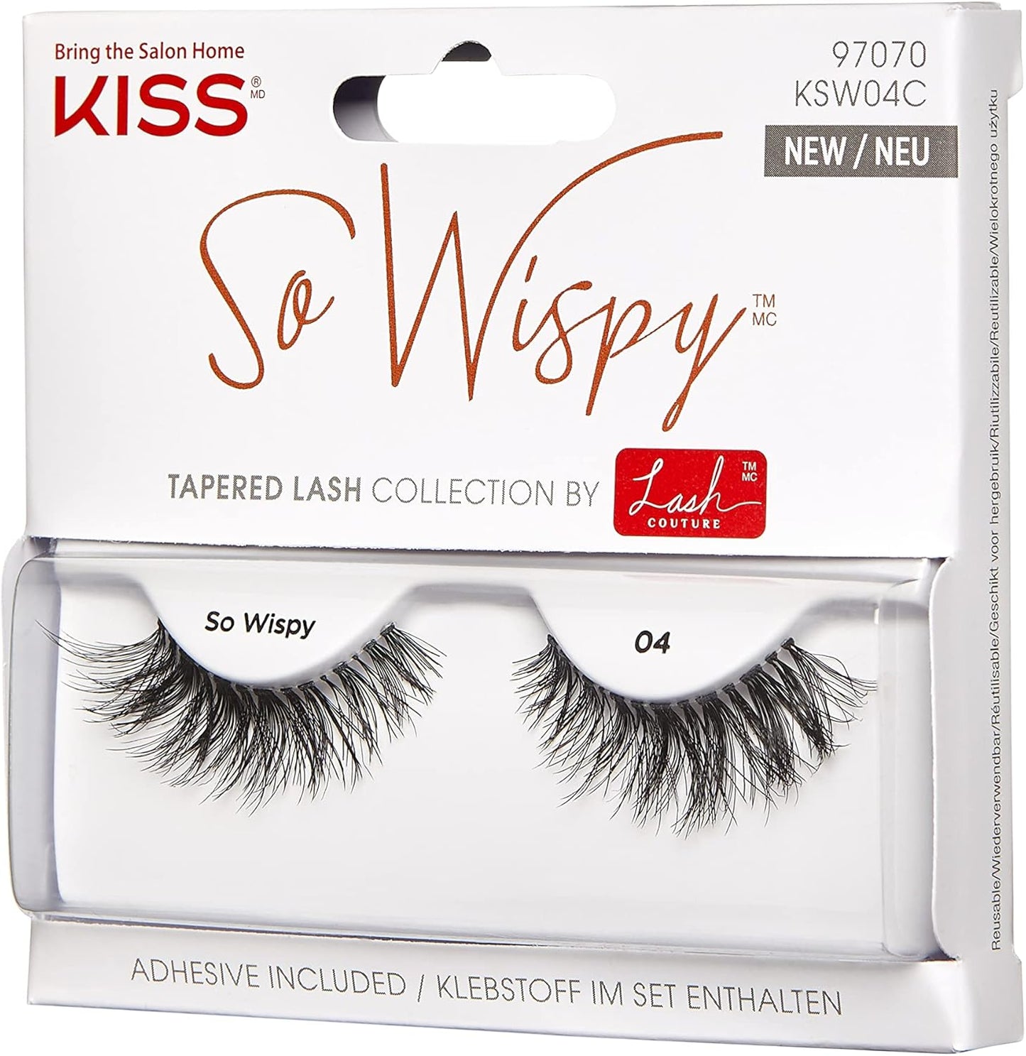 Lash Couture so Wispy Collection 1 Pair of Volumizing Fake Lashes, Style 04, with Tapered Ends and Aloe Infused Lash Glue
