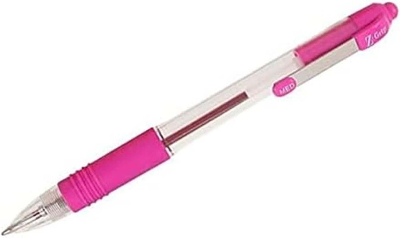 Z Grip Pink Pens Ballpoint, Smooth & Comfortable Ballpoint Pens with Pocket Clip, Retractable Ballpoint Pens with Pink Ink, Reliable Biro Pens Multipack for Everyday Use - Medium Point, 12Pk