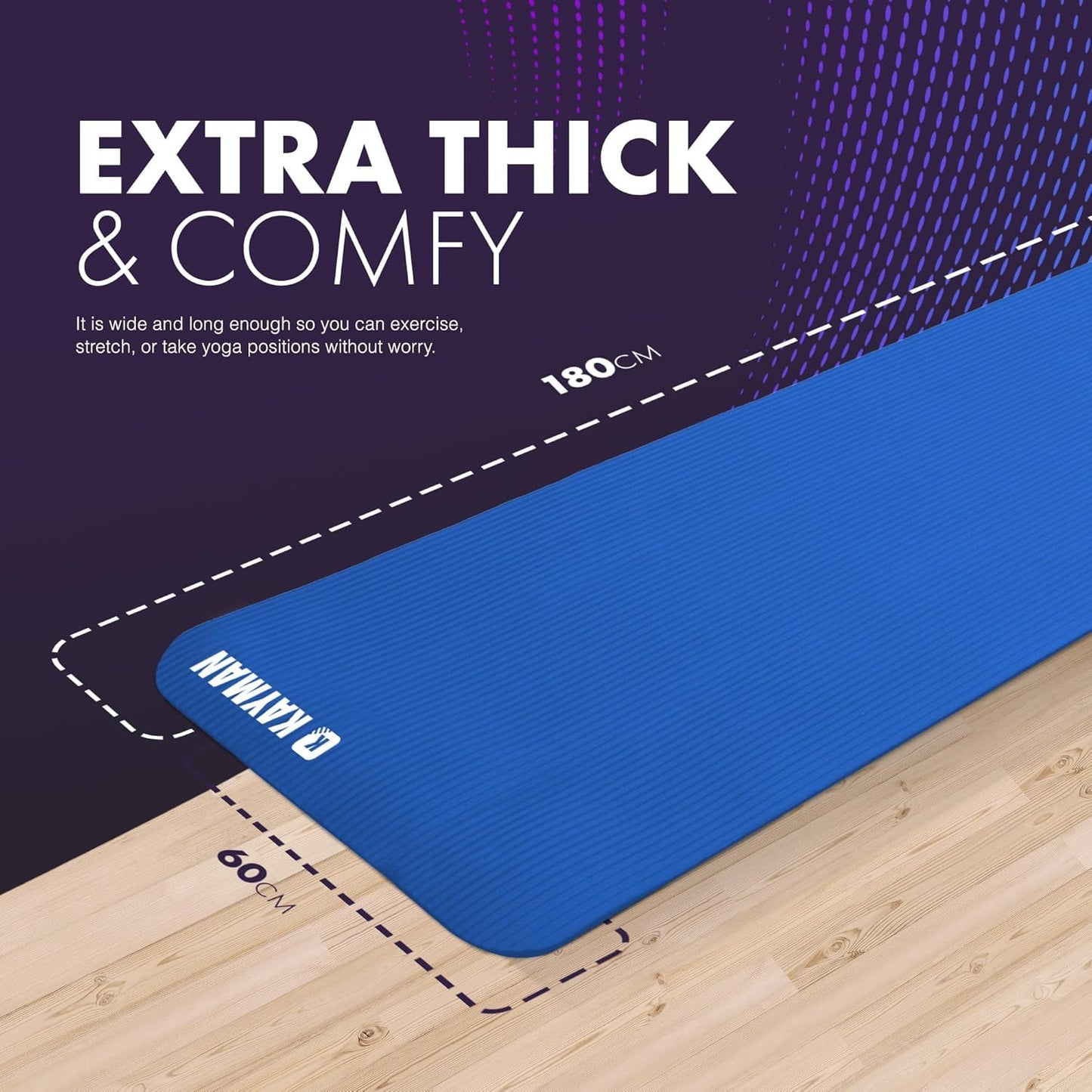 Yoga Mat – Multi-Purpose Extra Thick Foam Exercise Mats – Ideal Floor Mat for Pilates, Stretching, Resistance Workout & Therapy – Home & Gym Equipment Accessory for Men Women Kids –183 X 60Cm