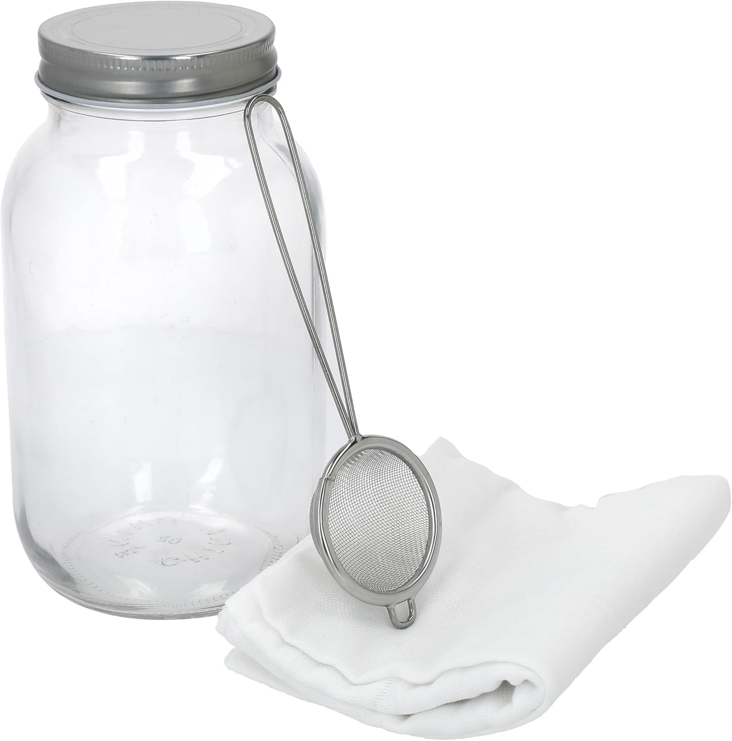 Home Made Kefir Making Kit in Gift Box, Glass/Cheese Cloth