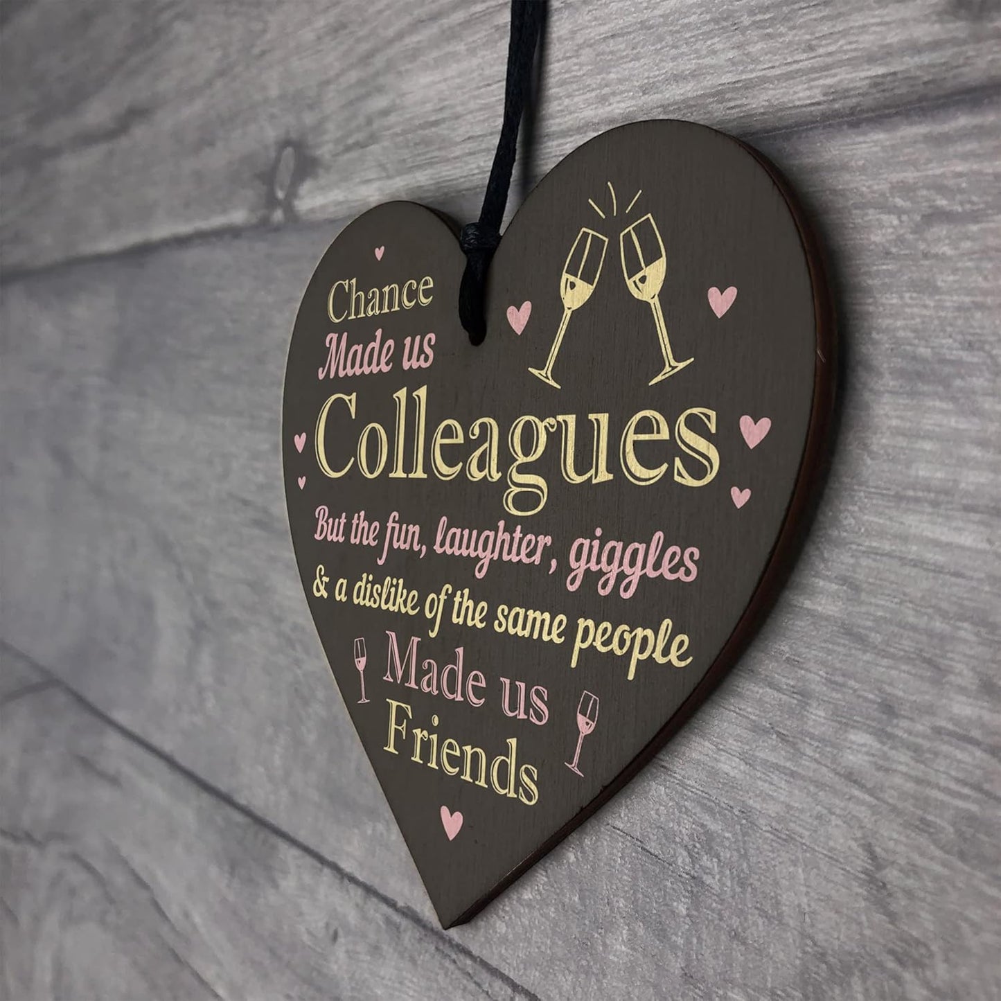 Colleague Gifts Chance Made Us Colleagues Novelty Wooden Hanging Heart Leaving Work Gift Plaque Friendship Sign