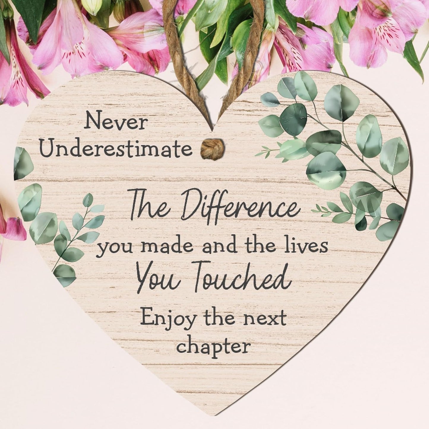 Never Underestimate the Difference You Made and the Lives You Touched – Thoughtful Retirement or Farewell Gift – Hanging Sign with Green Leaf Design – Perfect for Teachers, Colleagues, and Loved Ones