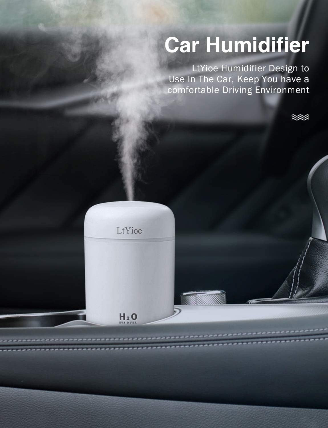 Humidifier Portable Mini Humidifiers for Bedroom, Personal Desktop Air Humidifier with Colorful Cycling Light, 2 Mist Modes and Auto Shut-Off, Super Quite for Office Home Car(White)