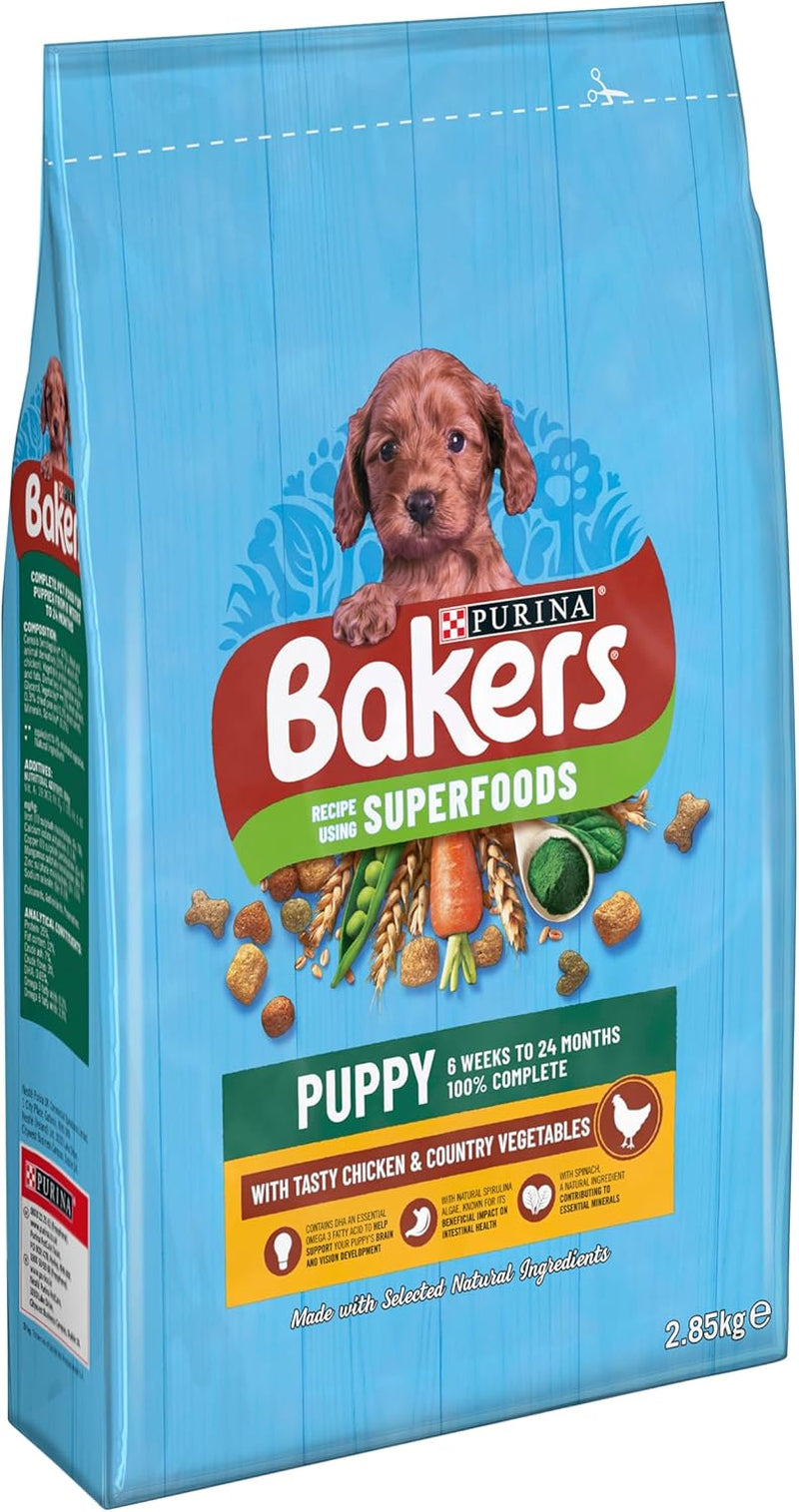 Puppy Dry Dog Food Chicken and Veg 2.85Kg, Pack of 4
