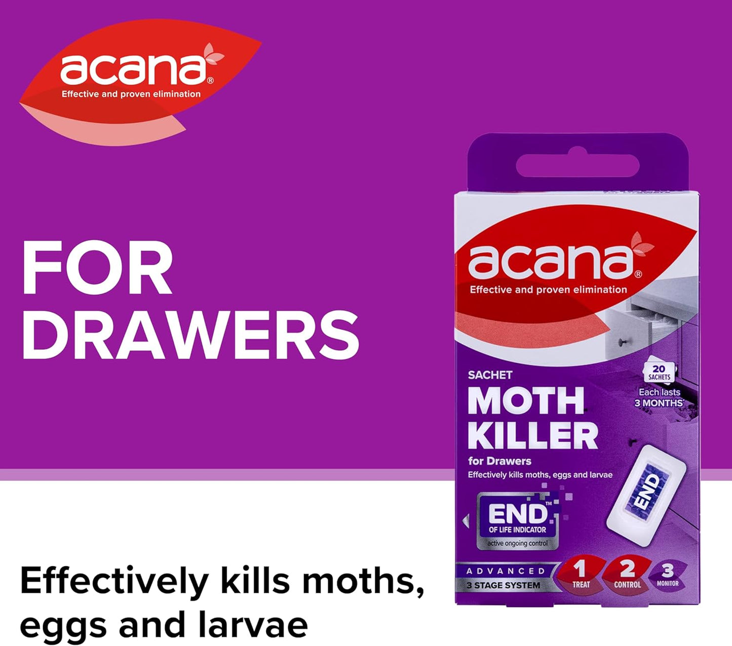 Sachet Moth Killer 20 Pack- for Drawers & Storage- Protects Clothing & Bedding- Lasts 3 Months