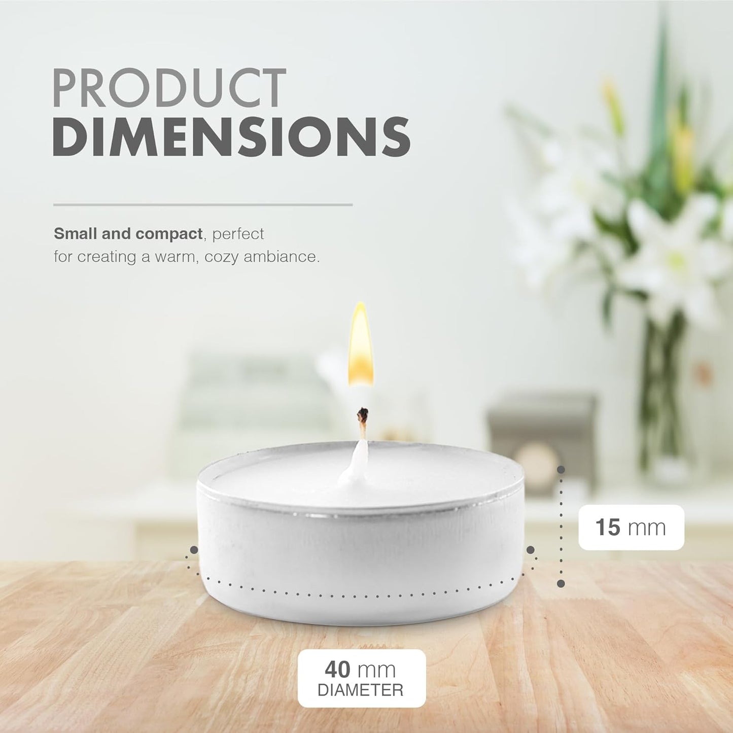 Unscented Tea Lights White - 50 Pack - Long-Lasting 8 Hour Burn Time - Smoke-Free Bright Flame - Ideal for Weddings, Events, Aromatherapy, Home Décor, and Emergency Use - Premium Quality