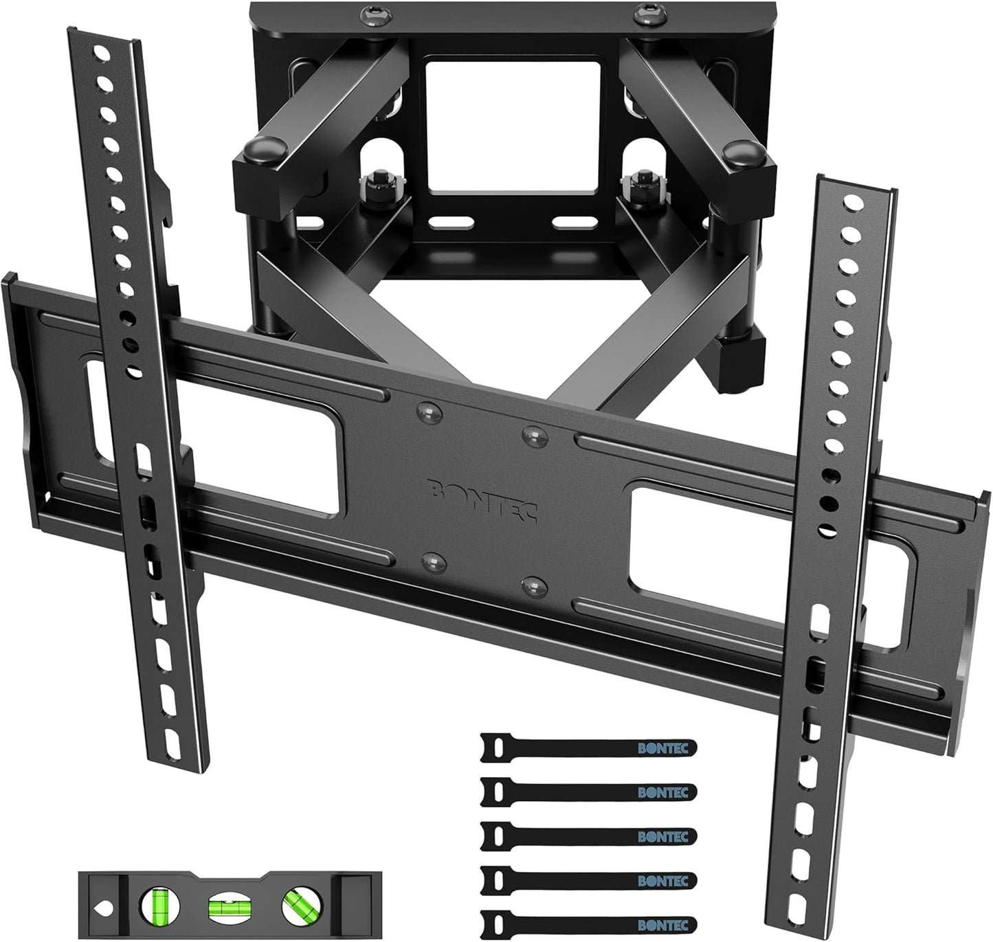 TV Wall Mount for 23-70 Inch LED LCD, Swivels Tilts Extends Double Arm Full Motion TV Wall Bracket Holds up to 45Kg, Includes HDMI Cable, Spirit Level, Max VESA 400X400Mm