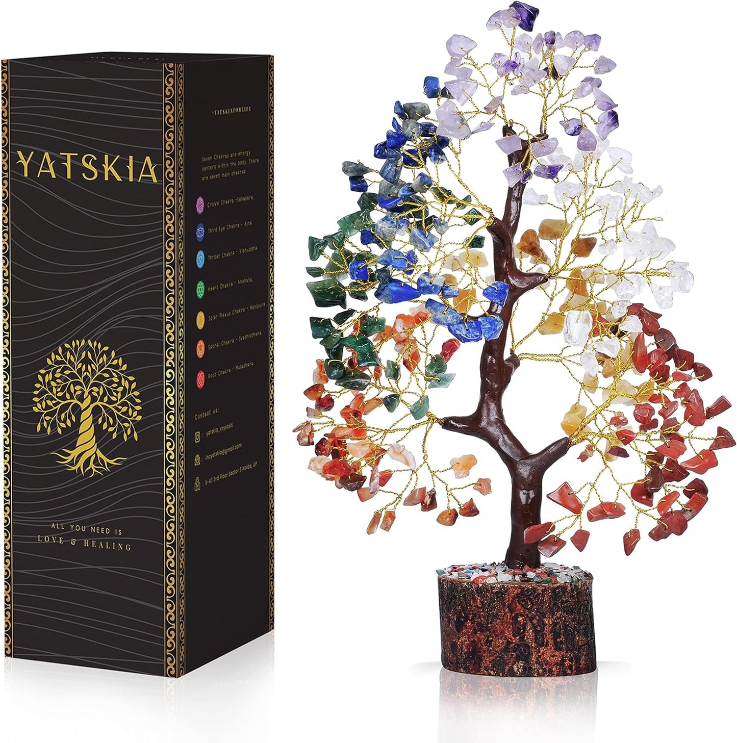 7 Chakra Tree of Life, Crystals and Healing Stones, Birthday Gifts for Women - Crystal Tree for Positive Energy, Office Decor, Gifts for Women, Mom Birthday Gifts for Women