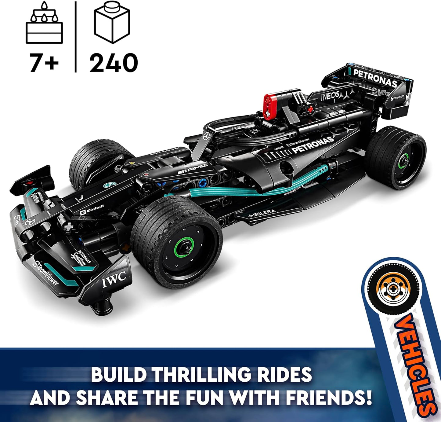 Technic Mercedes-Amg F1 W14 E Performance Race Car Toy for Kids, Boys and Girls Aged 7 plus Years Old, Pull-Back Model Vehicle Set, Bedroom Decoration, Birthday Gift Idea 42165