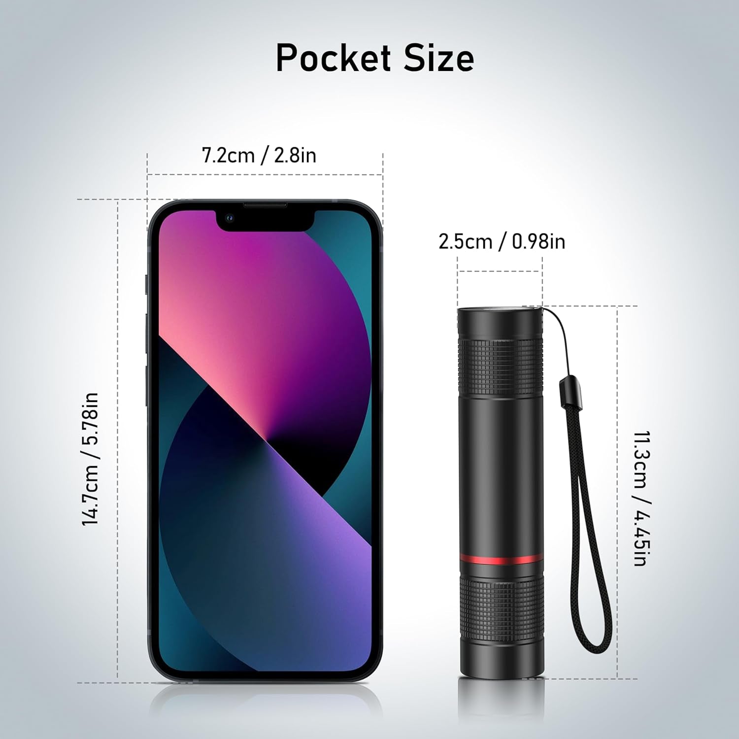 LED Torch Rechargeable, 2000L Super Bright Adjustable Focus Flashlight, 4 Lighting Modes, Long Battery Life, Waterproof Pocket Size Torch for Power Cuts, Emergency, Camping, Hiking, Outdoor